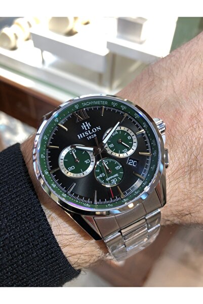 Hislon Sapphire Glass Steel Chronometer Calendar Waterproof Men's Wristwatch