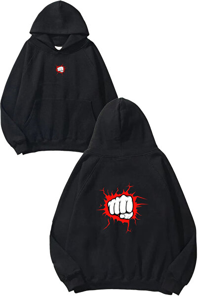 VSRN سويت شيرت أسود كبير الحجم بتصميم سيرت فورن مطبوع عليه هودي