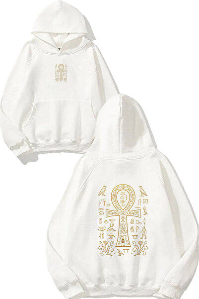 VSRN سويت شيرت أبيض كبير الحجم بطباعة تصميم مصري