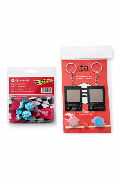 Others Sevgiliye Hediye Spotify Barkodlu Plaka Anahtarlık ve Mini Kırmızı Buk...