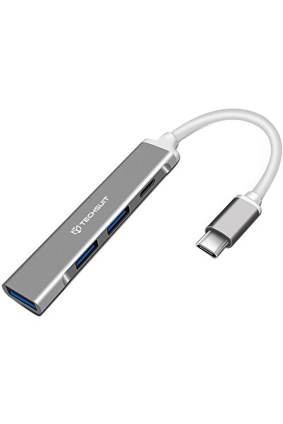 Techsuit USB-C Hub 4 in 1 (H18) - Gray/White