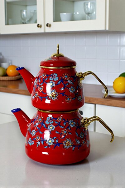 İnci Emaye Violet Pattern Teapot