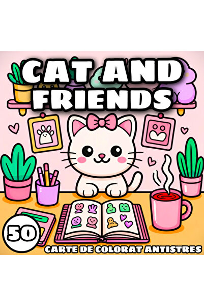 COZY Anti-stress coloring book - 50 illustrations, Cat & Friends