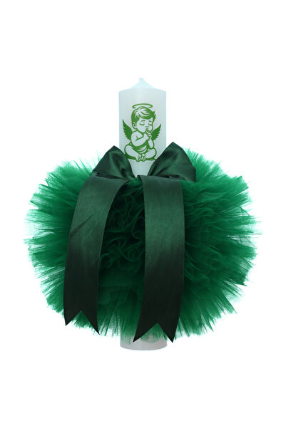 Recostore Lumanare botez, model cu ingeras, Verde, 30x5.5 cm, REC5004/31