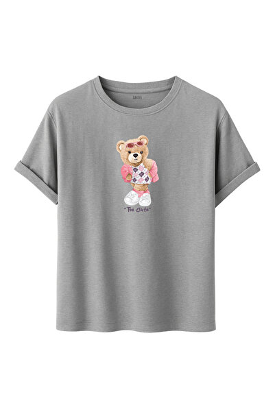 DK DAKSEL Daksel Women's Multicolor Too Cute Teddy Bear Printed Oversize Cott...