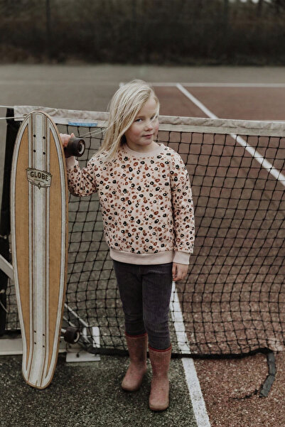 Cigit Velvet Tights and Sweatshirt Set 2-10 Years Old Stone