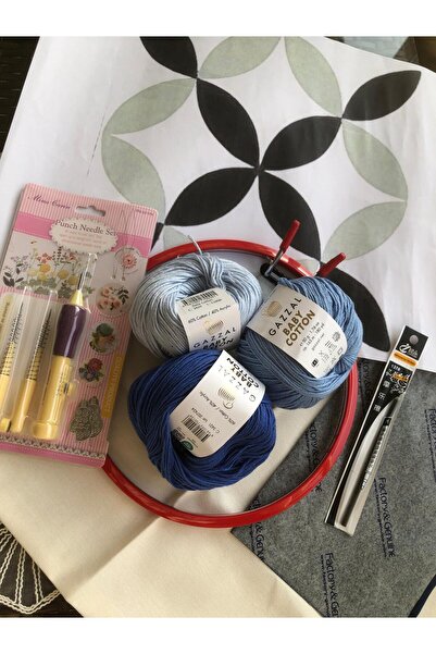 ByTUNCA DIY Kendin Yap Tüm Malzemeleri ile Beraber Punch Yastık Kırlenti