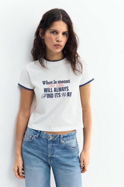 Pull & Bear Çift grafik baskılı t-shirt