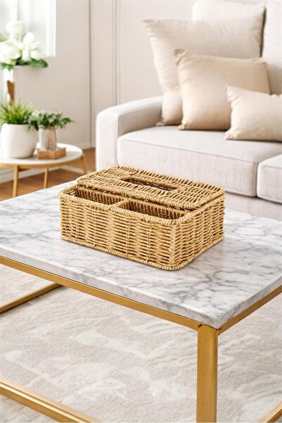 Bayev 3-Compartment Rattan 969 Covered Napkin Holder Organizer - Wicker Table...