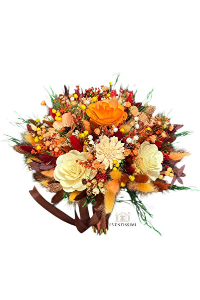 Eventissimi Bouquet of natural dried flowers in autumn colors, durable for ov...
