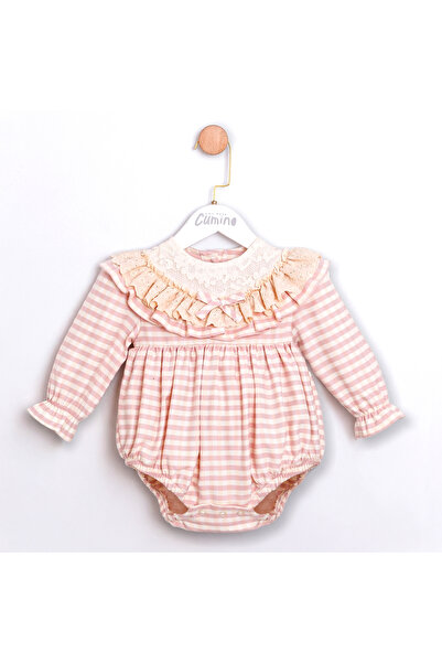 Coolimino Ruffled Collar Baby Girl Jumpsuit with Checked Details