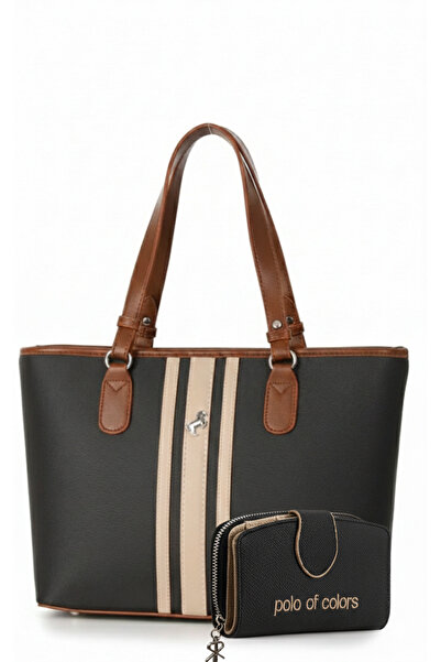Çanta Trend Miami Polo Club Black Tan Large Size Handbag and Wallet Combination