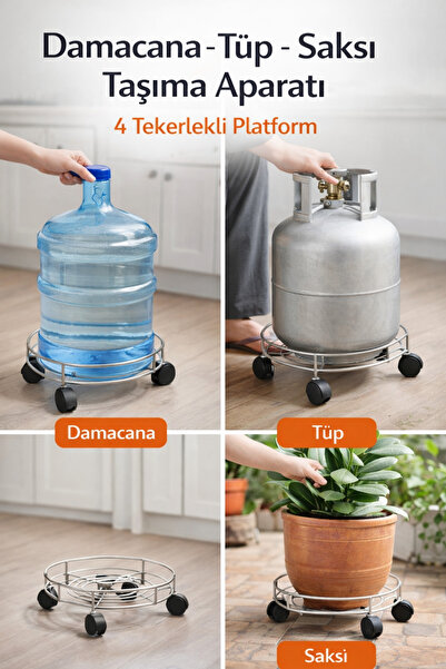 YAKUT prime 4 Tekerlekli Damacana – Tüp – Saksı Taşıma Aparatı | Hareketli Al...