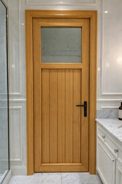 şekerdecorium PVC Meşe Camlı WC Banyo Kapısı 75*180 (Sağ ve Sol) – Suya Dayan...