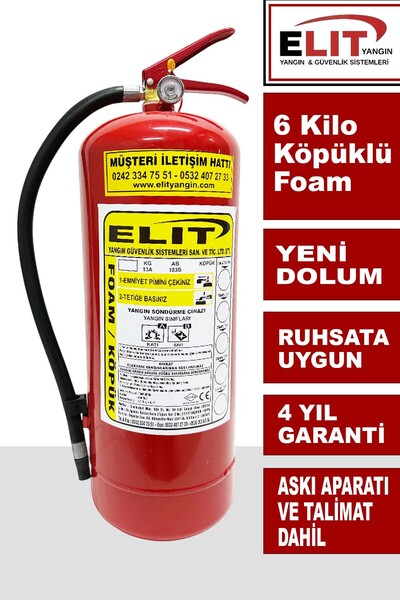 ELİT YANGIN VE GÜVENLİK SİSTEMLERİ 6 Kg Köpüklü Yangın Söndürme Tüpü Ruhsata ...