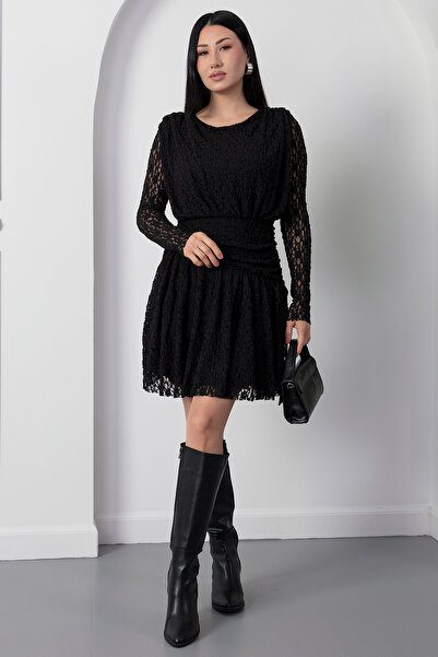PULLIMM Crew Neck Long Sleeve Dress Dks1395