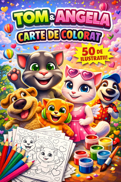 TOM Coloring book, 50 illustrations & Angela, A4
