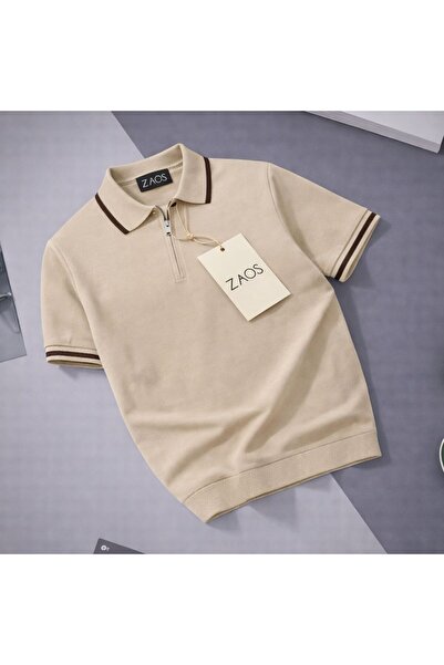 zs zaos fashion Men's Poloyaka Half-Zip Tricot T-Shirt Regular Fit Quality Co...