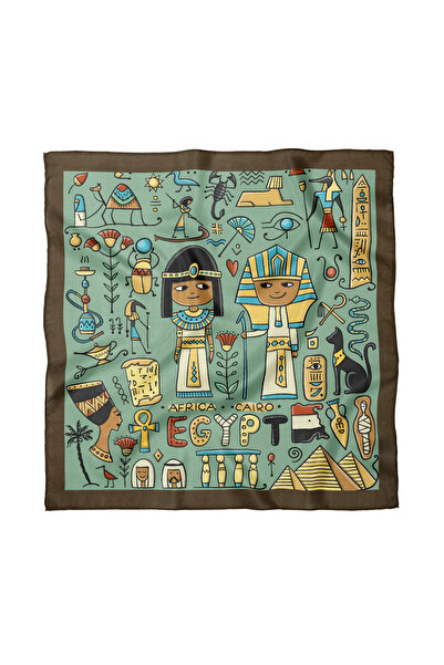 Sultan İpek Artistic Patterned Scarf / Bandana 50X50Cm