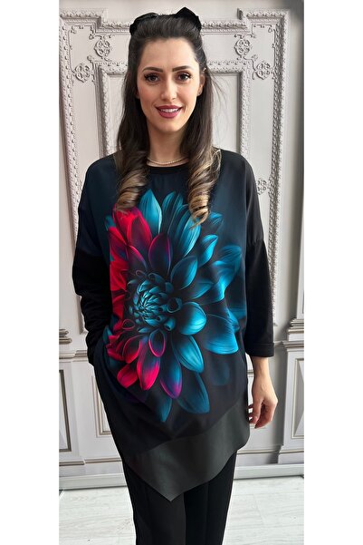 styleFlex Oversized cotton blouse/t-shirt with 3D floral print