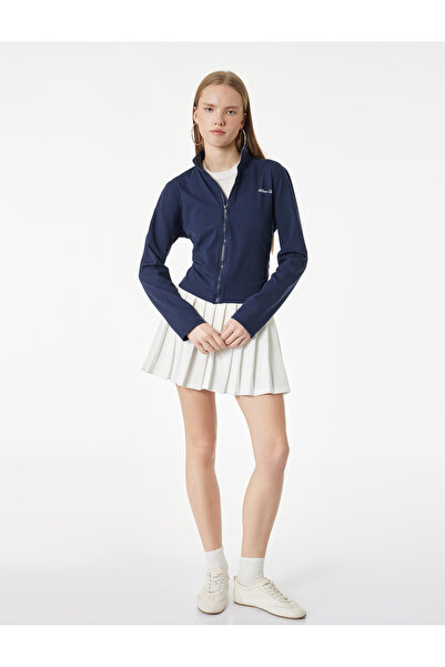 Koton Slim Fit Long Sleeve High Neck Printed Sports Sweatshirt