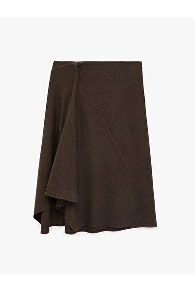 Koton Comfortable Fit Asymmetrical Cut Midi Skirt