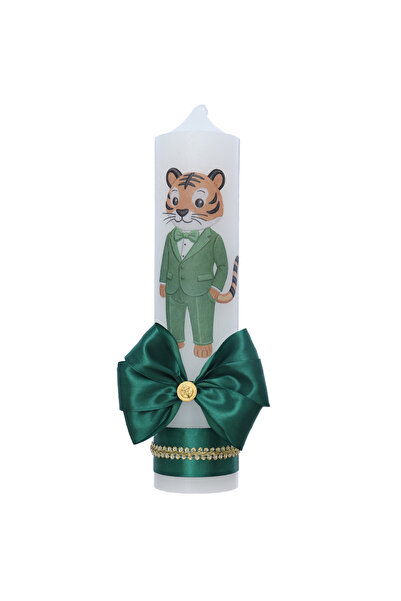 Recostore Lumanare botez cu Tigru, verde, 30x7 cm, Recostore®, REC5002/45