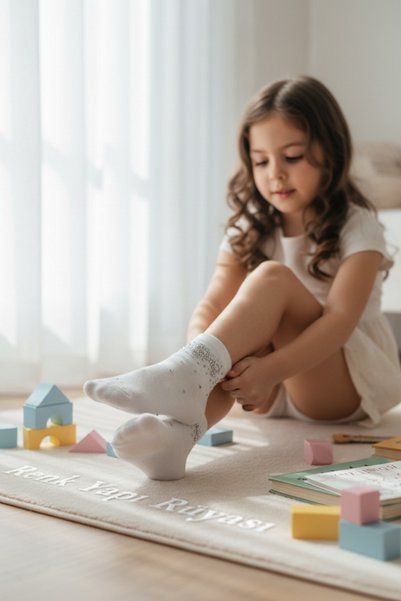 RENK YAPI RÜYASI Seasonal Stone-Embellished Girls' Socks Girls' Bootie Socks