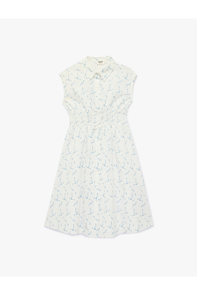 Koton Rochie din bumbac, fără mâneci, cu nasturi și guler tip cămașă