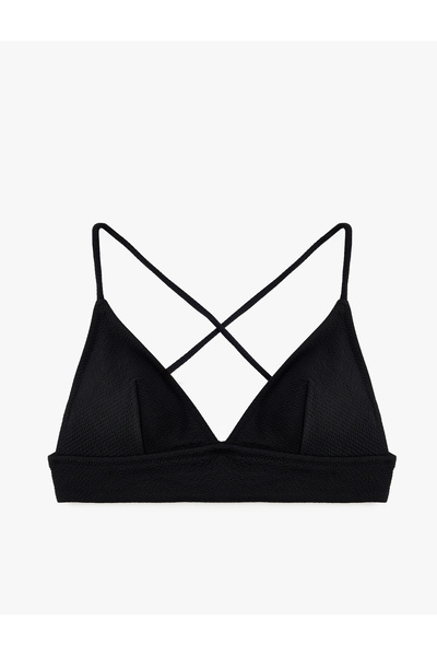 Koton Cross-Strapped Textured Bralette Bikini Top