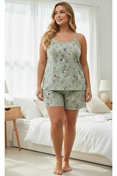 Hukateks Plus Size Paddle Strap Shorts Pajama Set