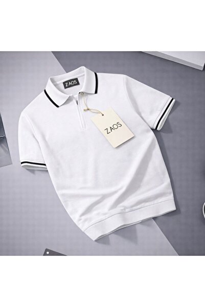 zs zaos fashion Ανδρικό πλεκτό μπλουζάκι poloyaka με μισό φερμουάρ, κανονική ...