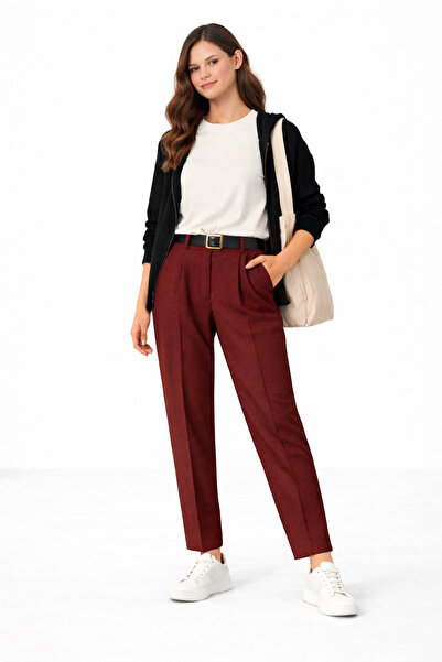 kikiriktekstil Pantaloni clasici din țesătură, cu talie înaltă, cu buzunare d...