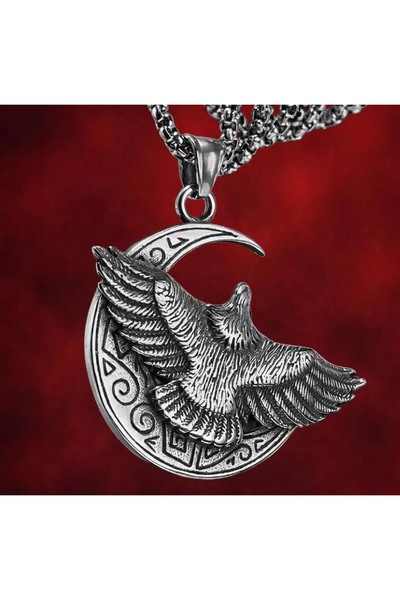 voyageaccessory Gothic Style Power Symbol Stainless Steel Crescent Moon Men's...