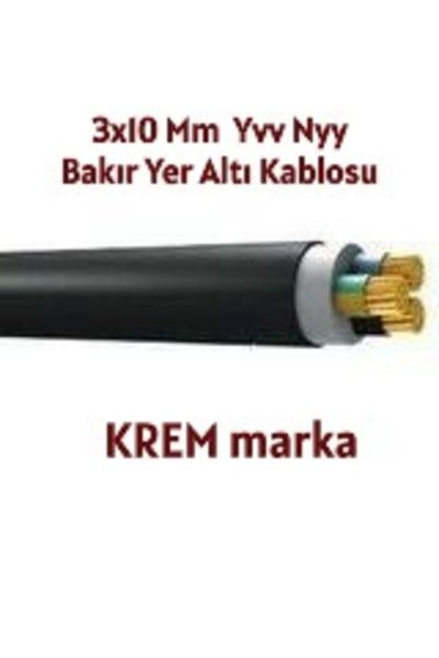 Krem Kerem 3X10 Mm Yvv Nyy Bakır Yer Altı Kablosu
