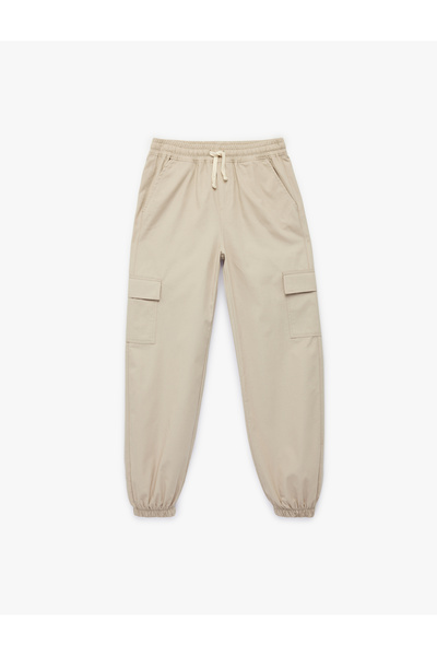 Koton Pantaloni cargo jogger cu croială relaxată și detalii din bumbac la buz...