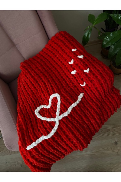 Alize Puffy Kalp işlemeli tv battaniyesi, koltuk şalı