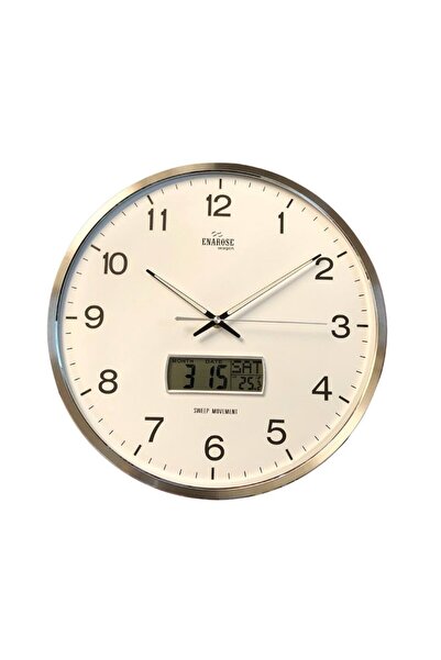 Enarose A523248-1 Duvar Saati – 36 cm Fosforlu ve Bombe Cam