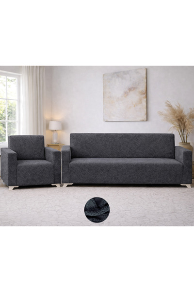 Akbal Home Welsoft Teddy 3lü + Tek Klasik Koltuk Örtüsü Lastikli Tüm Giydirme...