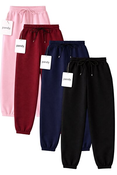 pandy 4'lü Unisex Paça Lastikli Tam Kalıp Eşofman Altı