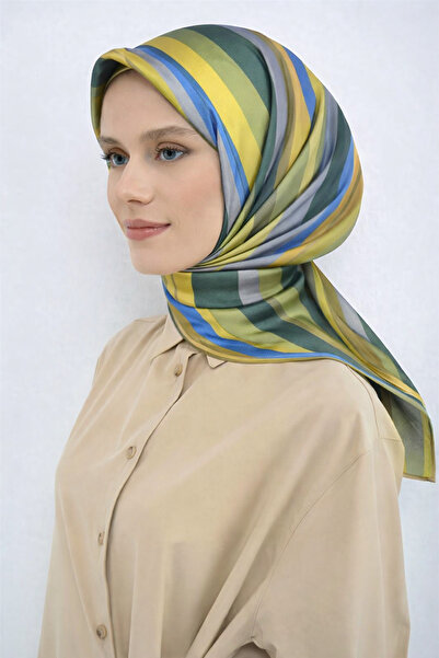 Armine Sura Pure Silk Scarf 9514 - 54 Green Abstract Pattern