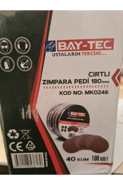 bay tecc Bay-tec 180mm 40 kum kalın diş cırtlı zımpara 1 adet