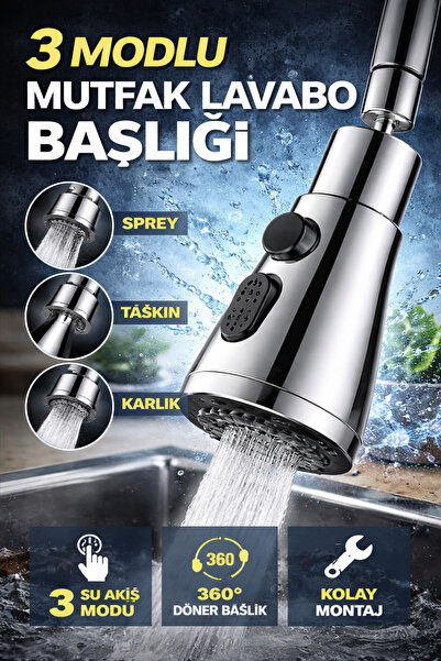 Go İthalat رأس رش مطري من الكروم قابل للدوران 360 درجة - 3 أوضاع - منتج متعدد...