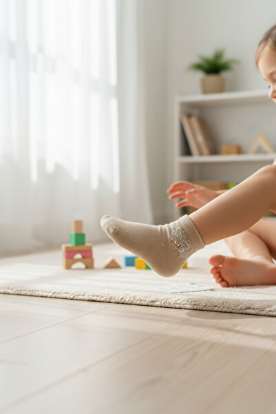 RENK YAPI RÜYASI Seasonal Stone-Embellished Girls' Socks Girls' Bootie Socks