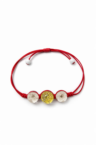 RoveZone Premium Martisor, Bracelet type, Transparent, with Natural Flowers, ...