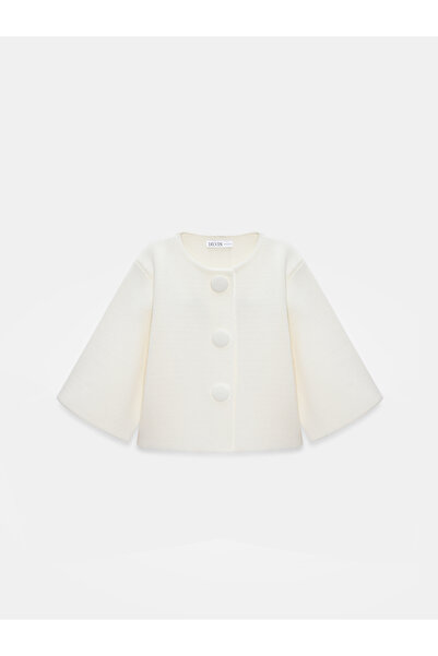 Dilvin 60997 Snap Button Knitwear Cardigan-Ecru