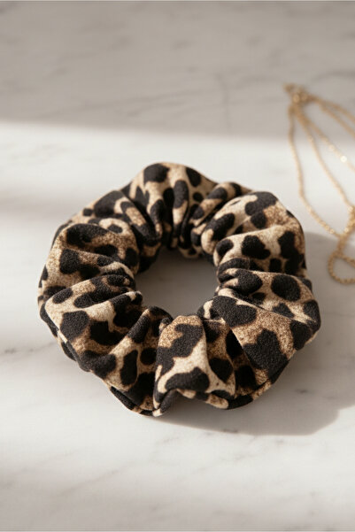Happyline Kumaş Leopar Saç Lastik Toka, Topuz Toka, Toka, Lastik Toka, Simit ...