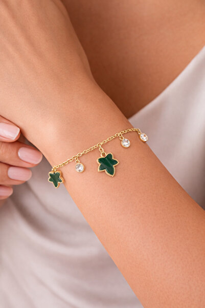 Shemora سوار فولاذي بتفاصيل أوراق الشجر