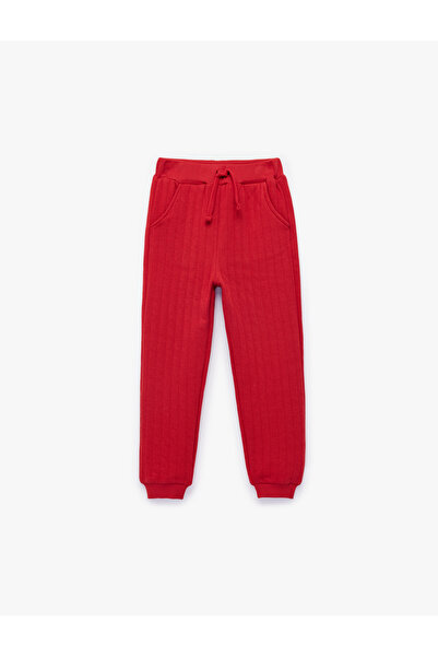 Koton Pantaloni de trening din bumbac, cu talie elastică, cu șireturi și buzu...