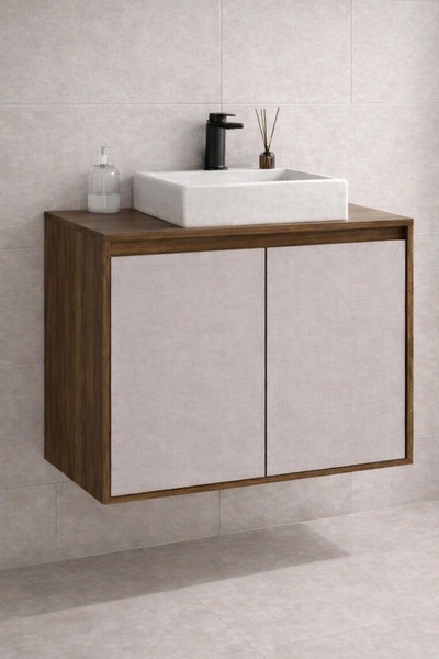 Gold Ban-yom LİORA 80 ALT CEVİZ-LATTE MDF Banyo Mobilyası Seti